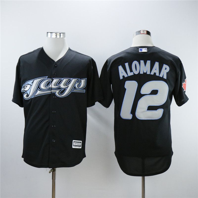 Men Toronto Blue Jays #12 Alomar Black Throwback MLB Jerseys